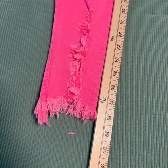 Vibrant Miu Pink Distressed Ripped High Rise Skinny Jeans Made in USA Size 9W28 - Picture 8 of 9